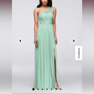 David’s Bridal One Shoulder Corded Lace Mesh Dress